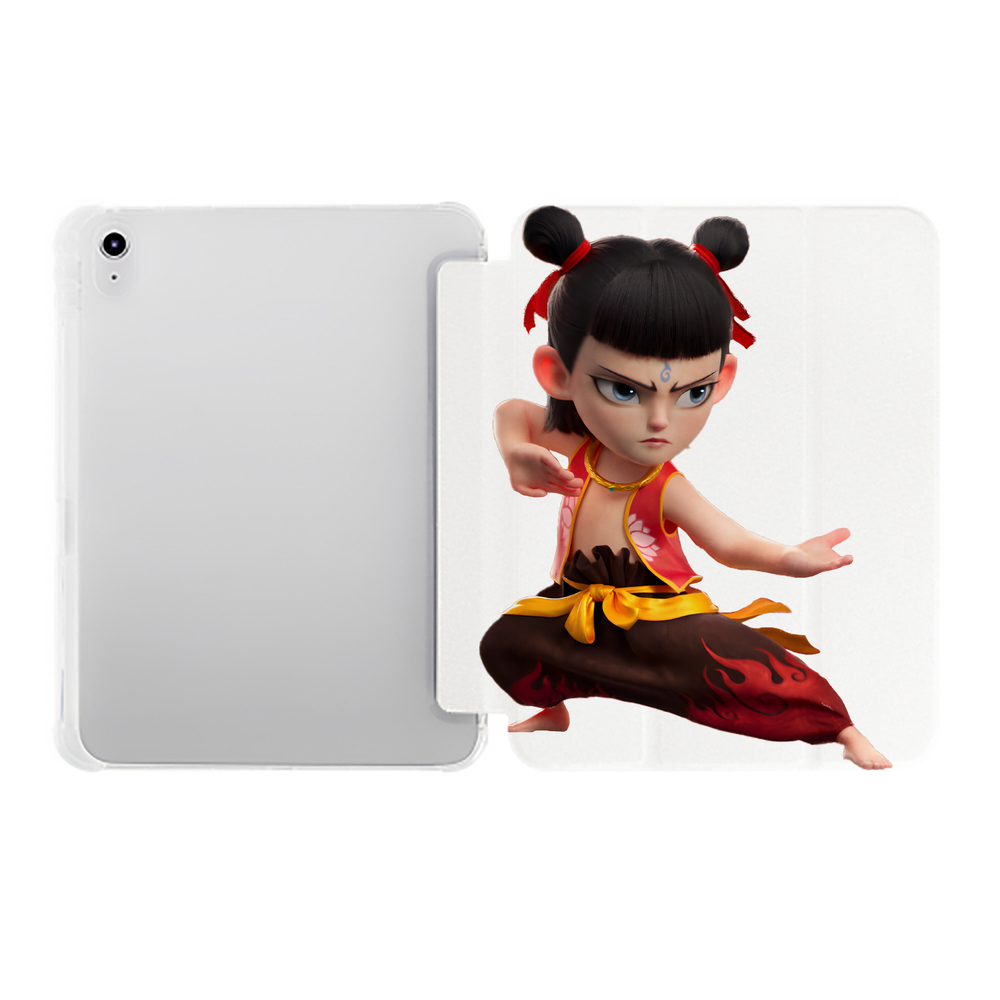 （画像用） Ne Zha 2 ナタ 魔童の大暴れ IPad ケース ペン収納付き 三つ折りスタンド PUレザー×シリコン 対応機種9.5/10.5/10.9インチ